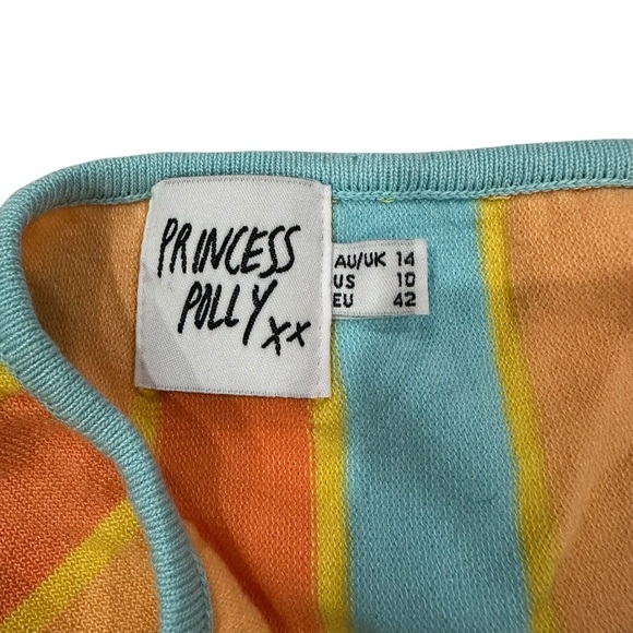 Princess Polly Alicia Mini dress Striped Orange and Blue Cutout Dress - Picture 9 of 9